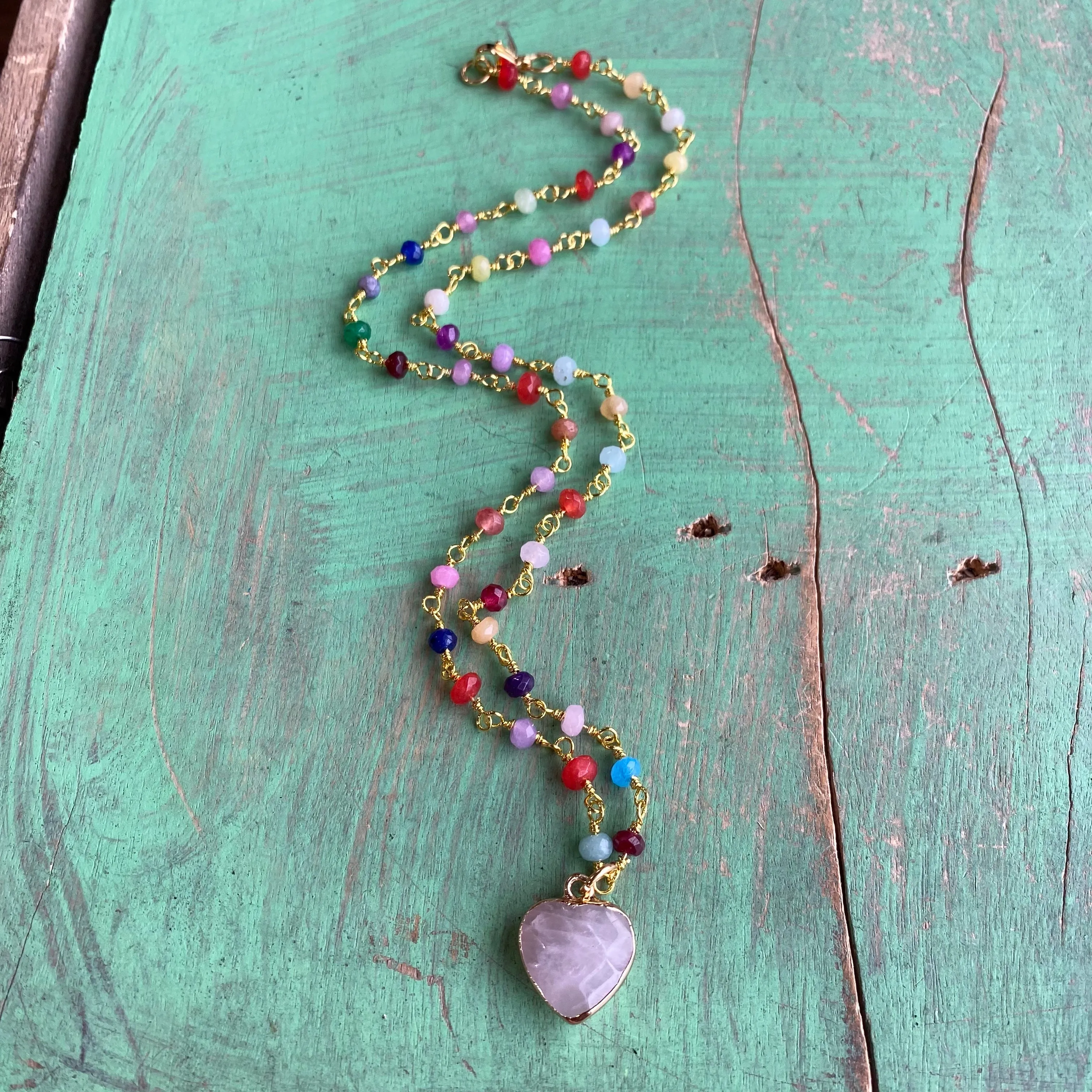 Colorful Agate Heart Necklace and Earrings