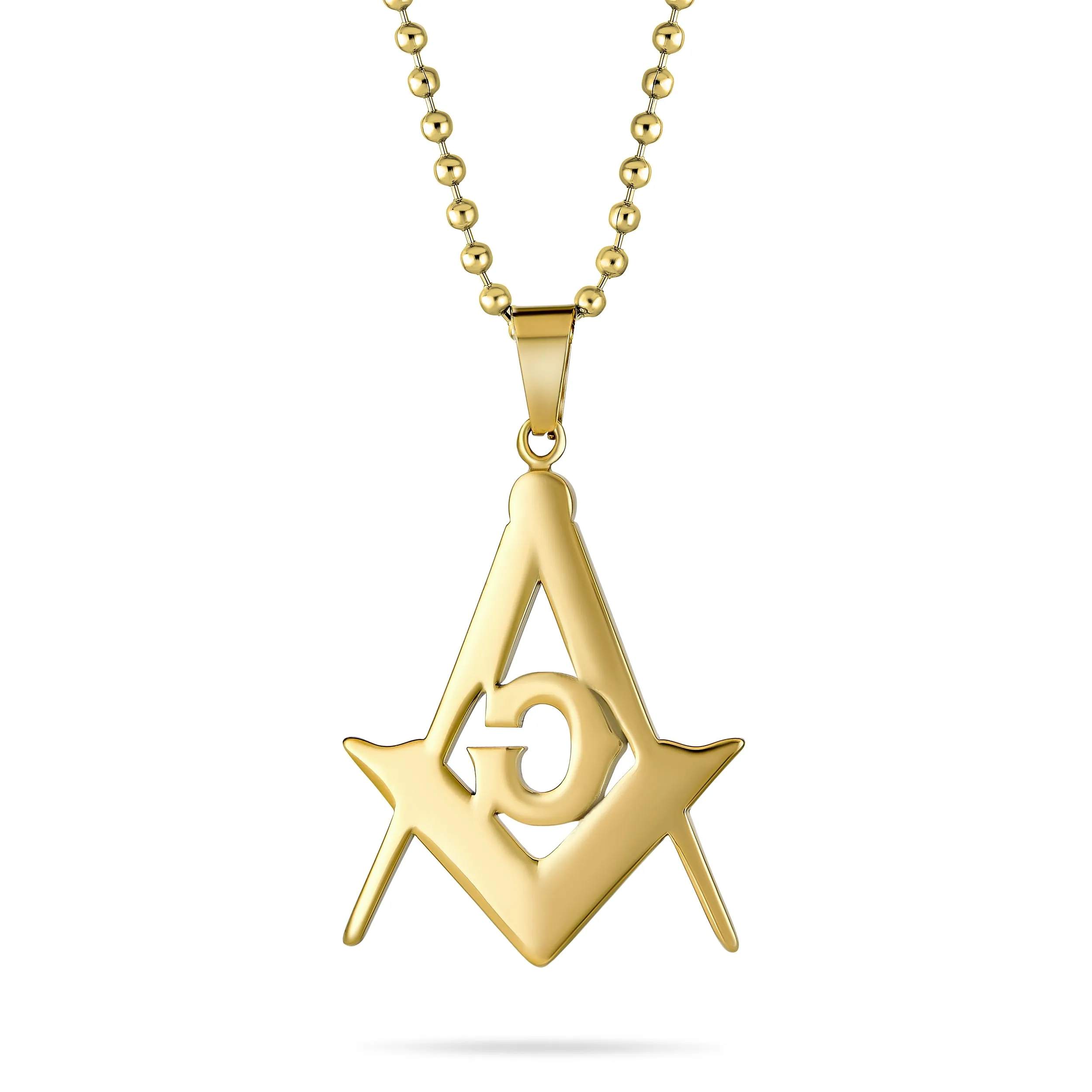 Compass Freemason Masonic Pendant Oxidized Silver Gold Stainless Steel