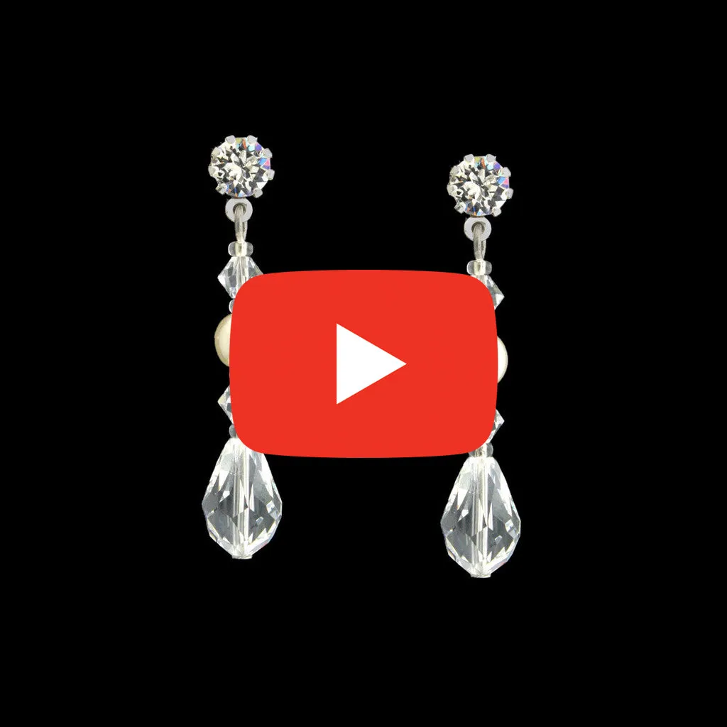 Crystal Drop Earrings with Pearl Center