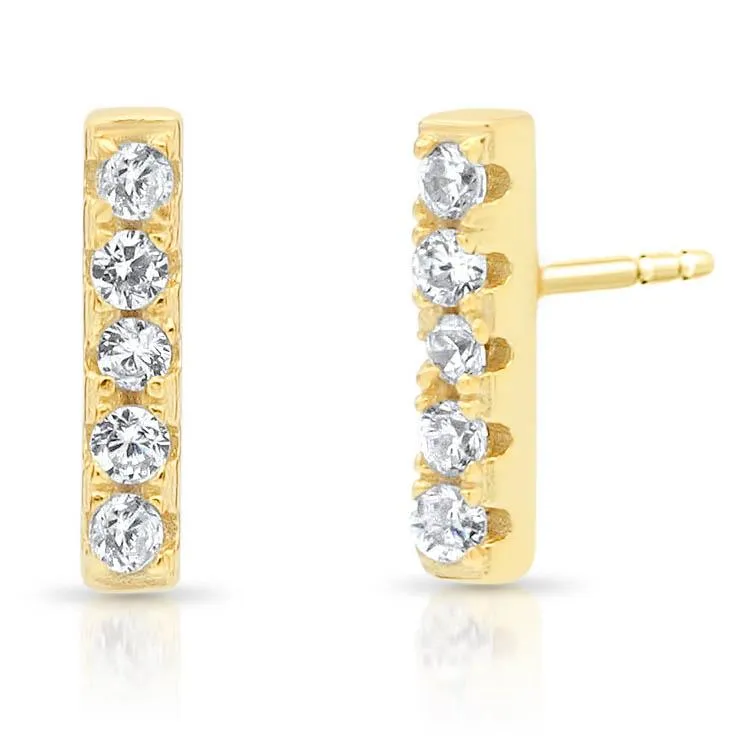 Dainty Diamond Bar Earrings