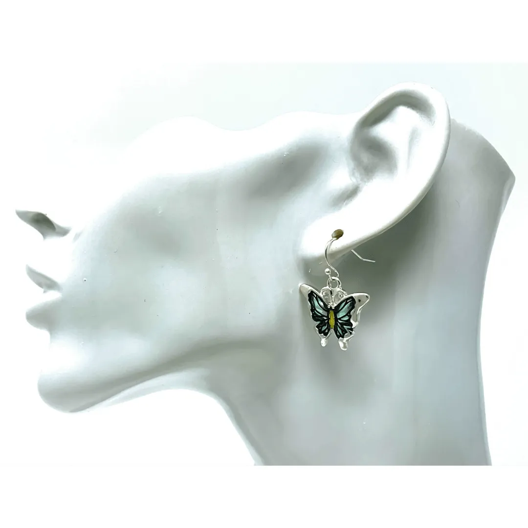 Dangling Silver Butterfly Earrings