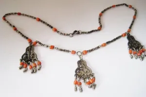 Delicate and Light Silver and Coral Middle East Necklace