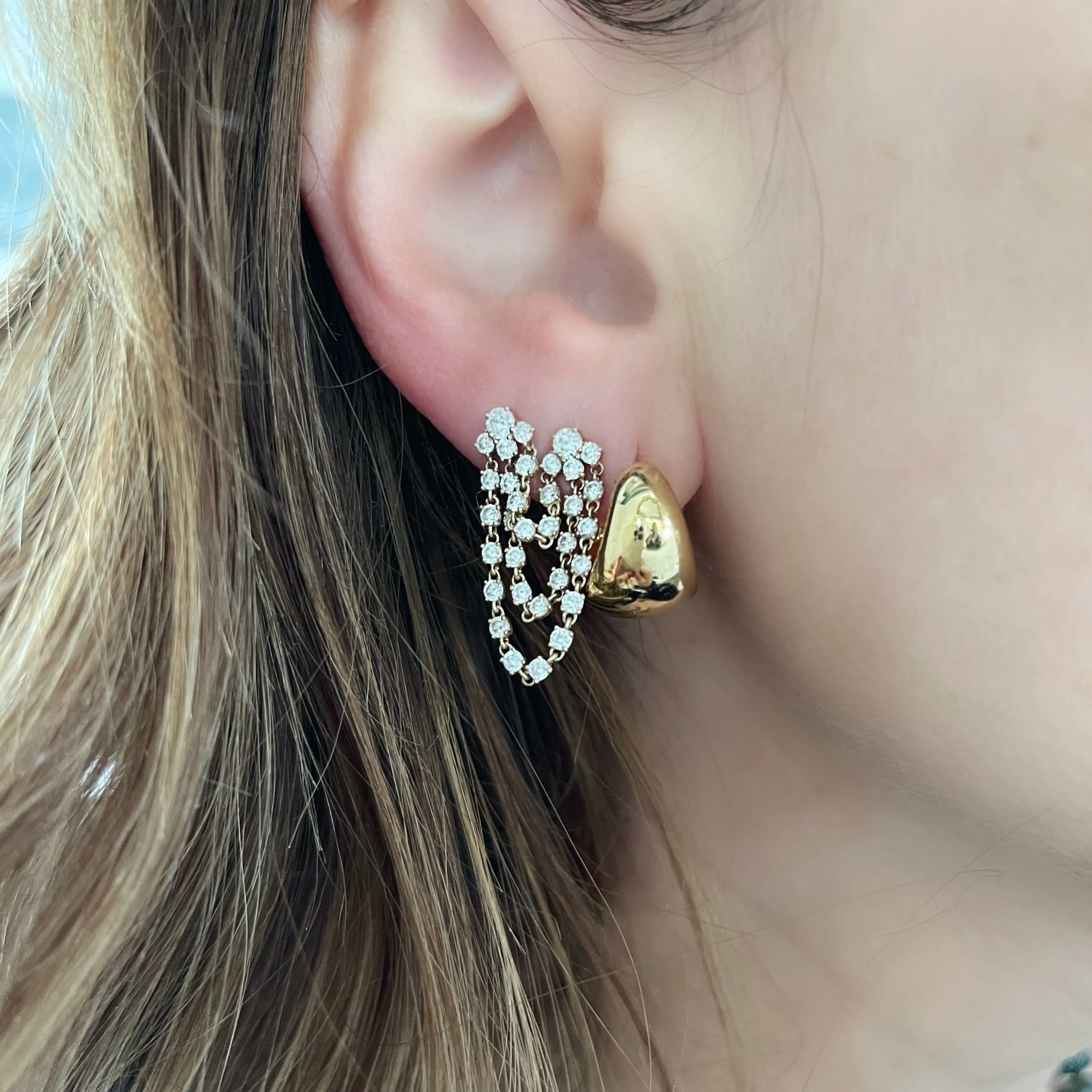 Diamond Drape Double Pierce Stud