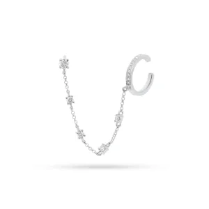 Diamond Ear Cuff with Diamond Chain & Stud