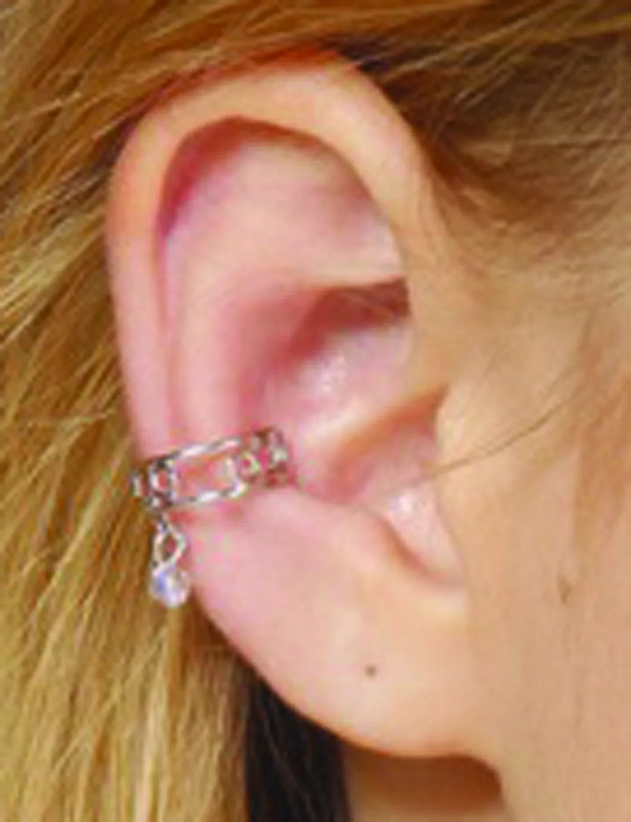 Ear Cuff Dangling Bead - Silver