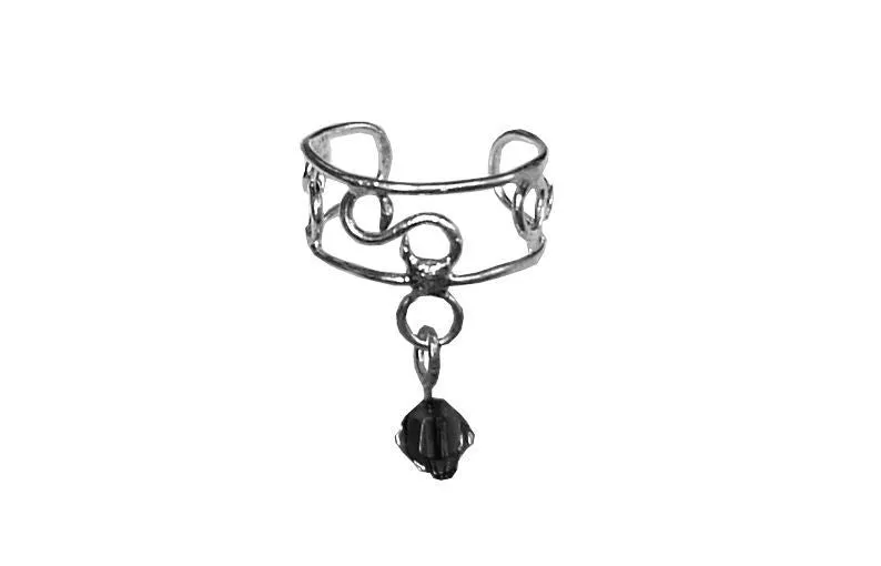 Ear Cuff Dangling Bead - Silver