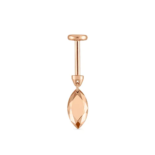 Faceted Gold Marquise Threaded Charm Earring by Maria Tash in 14K Rose Gold.