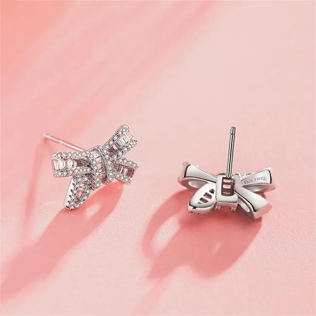 FANCIME "Honey Doll" Bow Tie Sterling Silver Stud Earrings