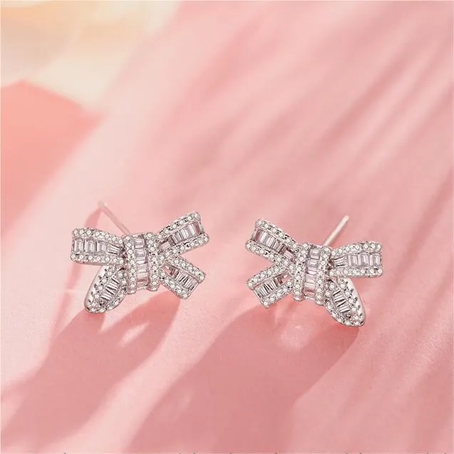 FANCIME "Honey Doll" Bow Tie Sterling Silver Stud Earrings