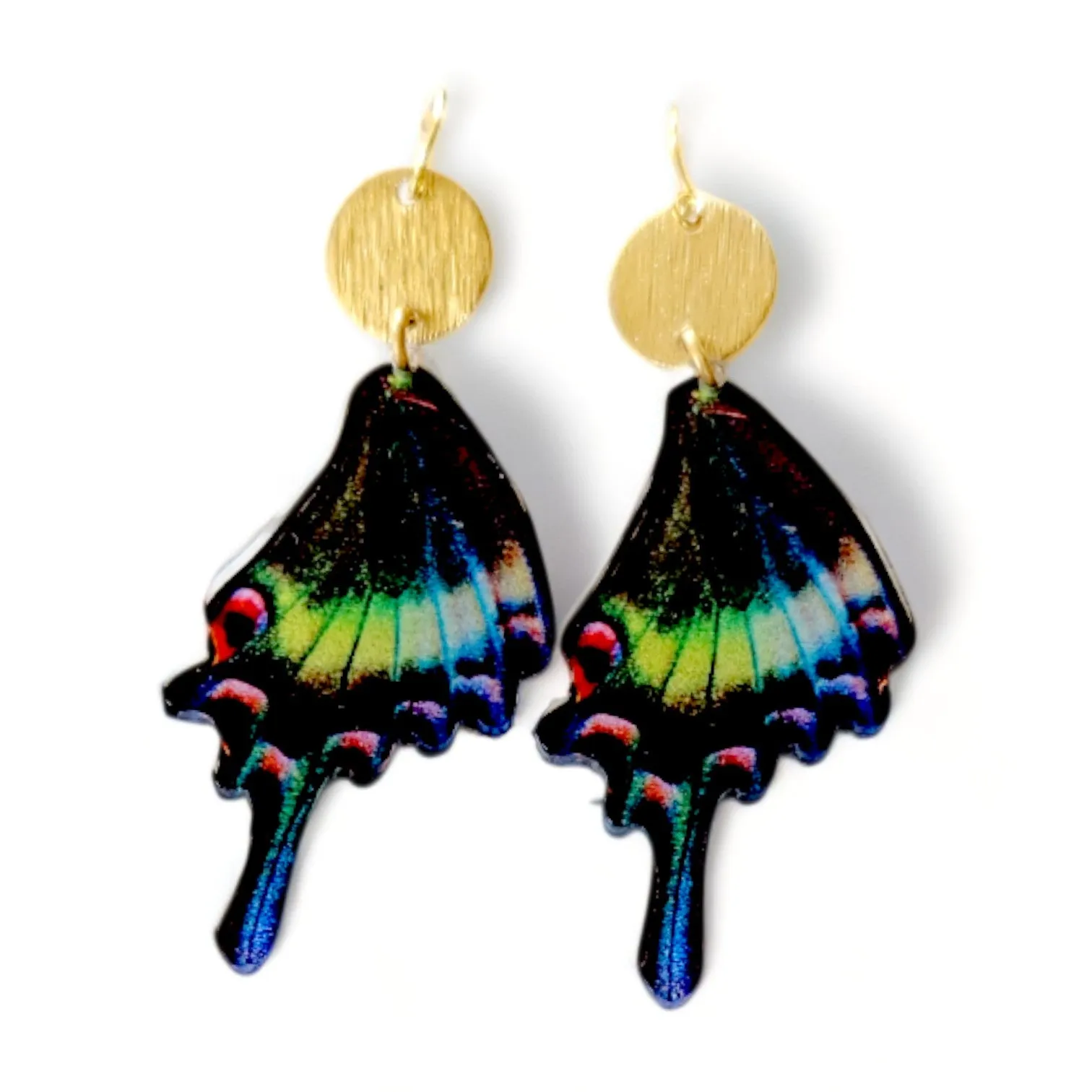 Fly Acrylic & Brass Earrings