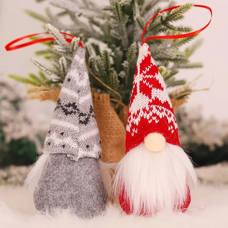 Forest Old Man Christmas Mini Doll Christmas Tree Hanger Pendant Xmas Decoration For Home Gnome Doll Xmas kids New Year Gifts