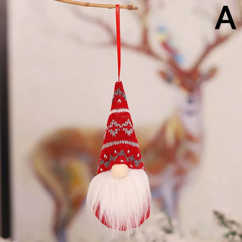 Forest Old Man Christmas Mini Doll Christmas Tree Hanger Pendant Xmas Decoration For Home Gnome Doll Xmas kids New Year Gifts