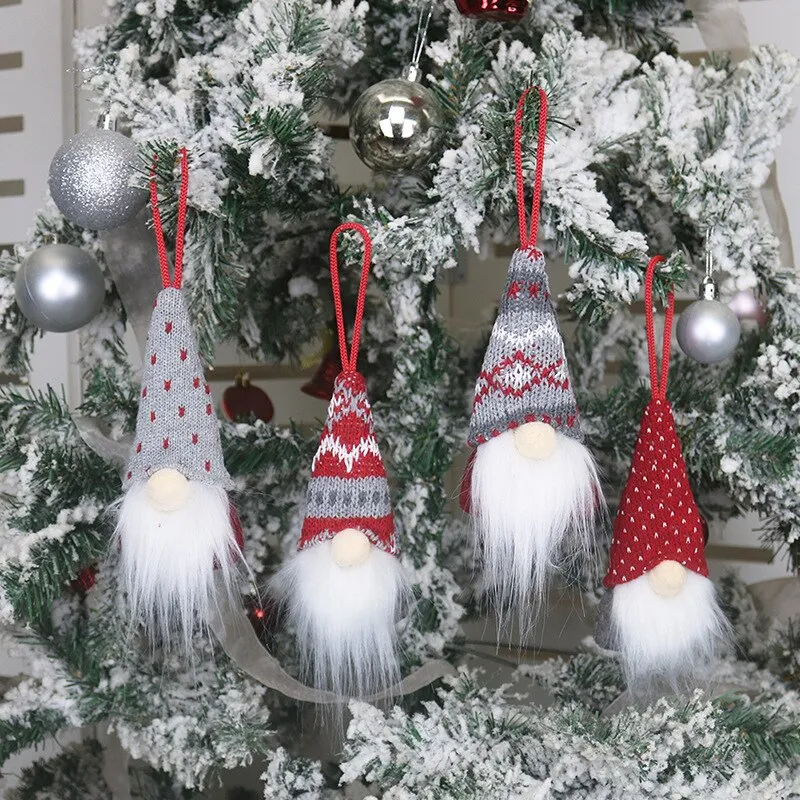 Forest Old Man Christmas Mini Doll Christmas Tree Hanger Pendant Xmas Decoration For Home Gnome Doll Xmas kids New Year Gifts