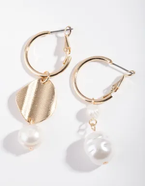 Gold Mismatch Pearl Drop Earrings