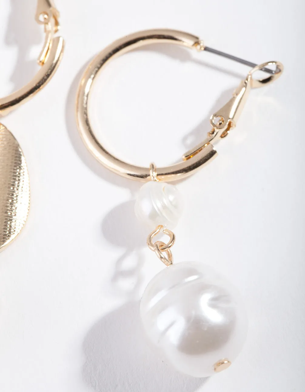 Gold Mismatch Pearl Drop Earrings