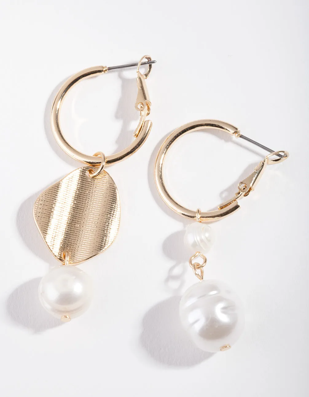 Gold Mismatch Pearl Drop Earrings