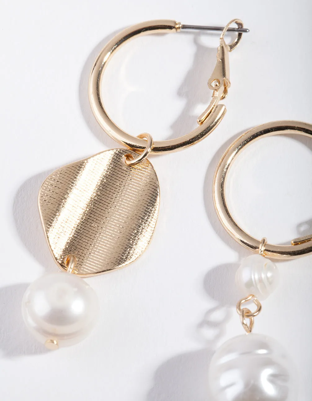 Gold Mismatch Pearl Drop Earrings