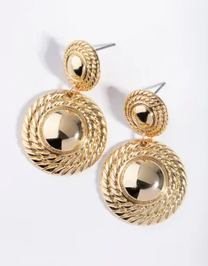 Gold Rope Wrapped Drop Earrings