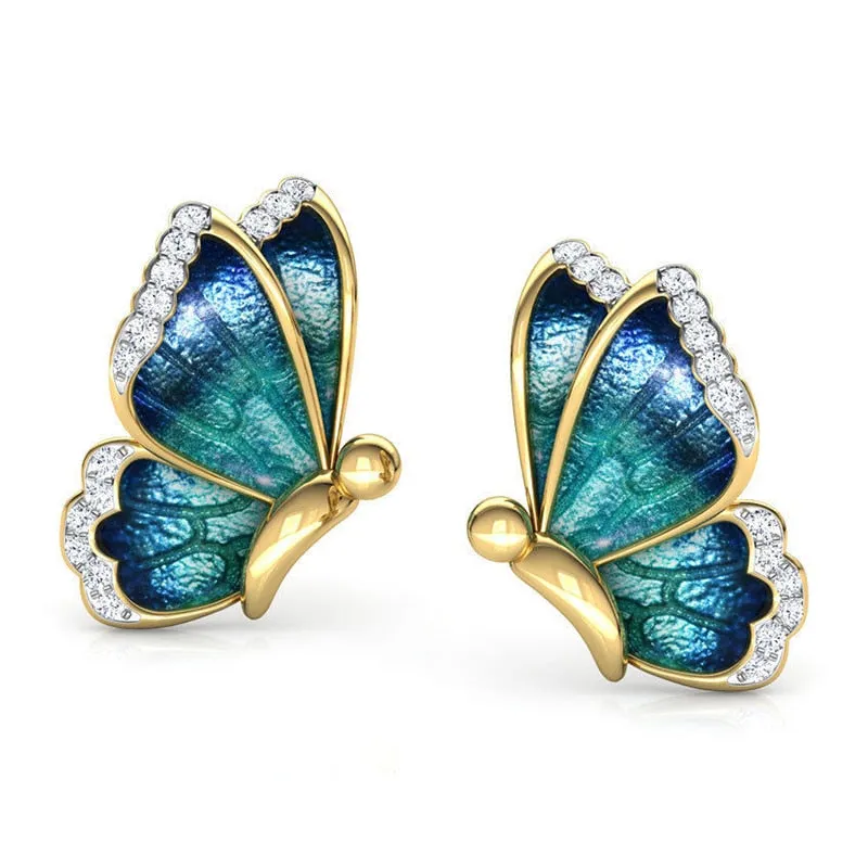 Gorgeous Butterfly Pearls Crystal Stud Earrings