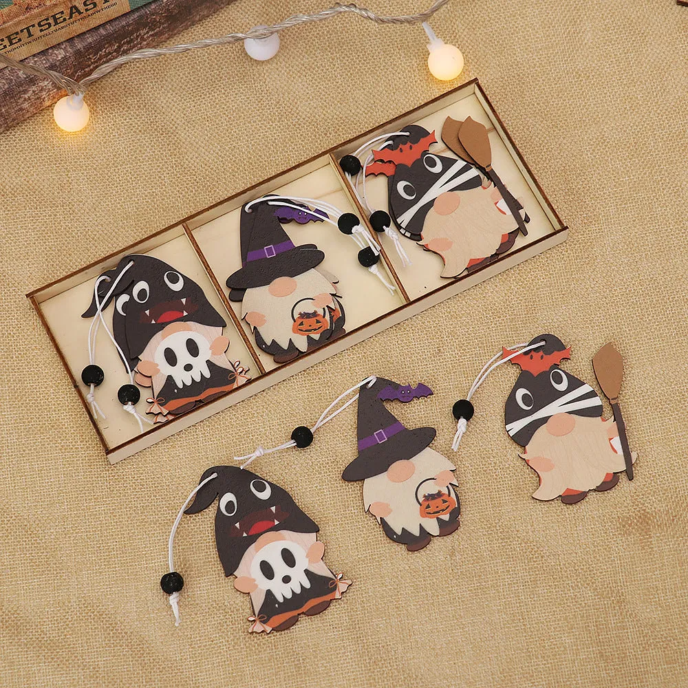 Halloween Decoration Cartoon Doll Wooden Pendant