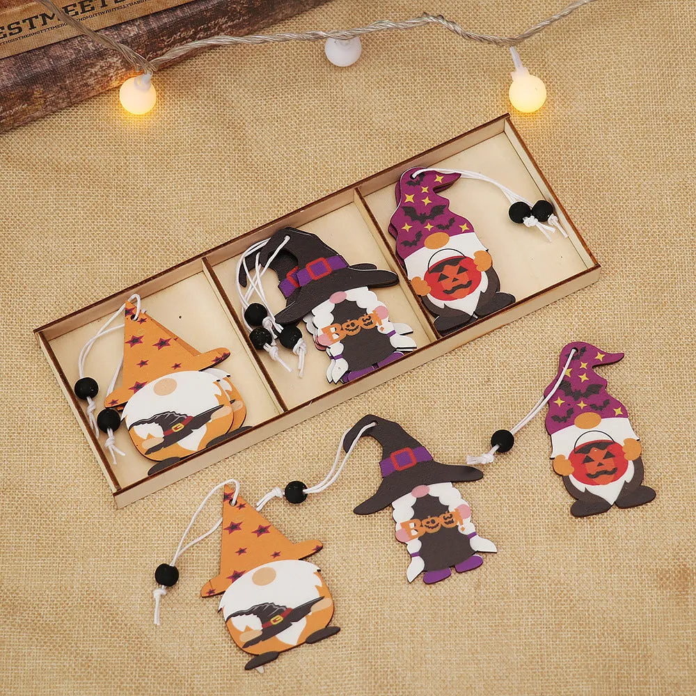 Halloween Decoration Cartoon Doll Wooden Pendant