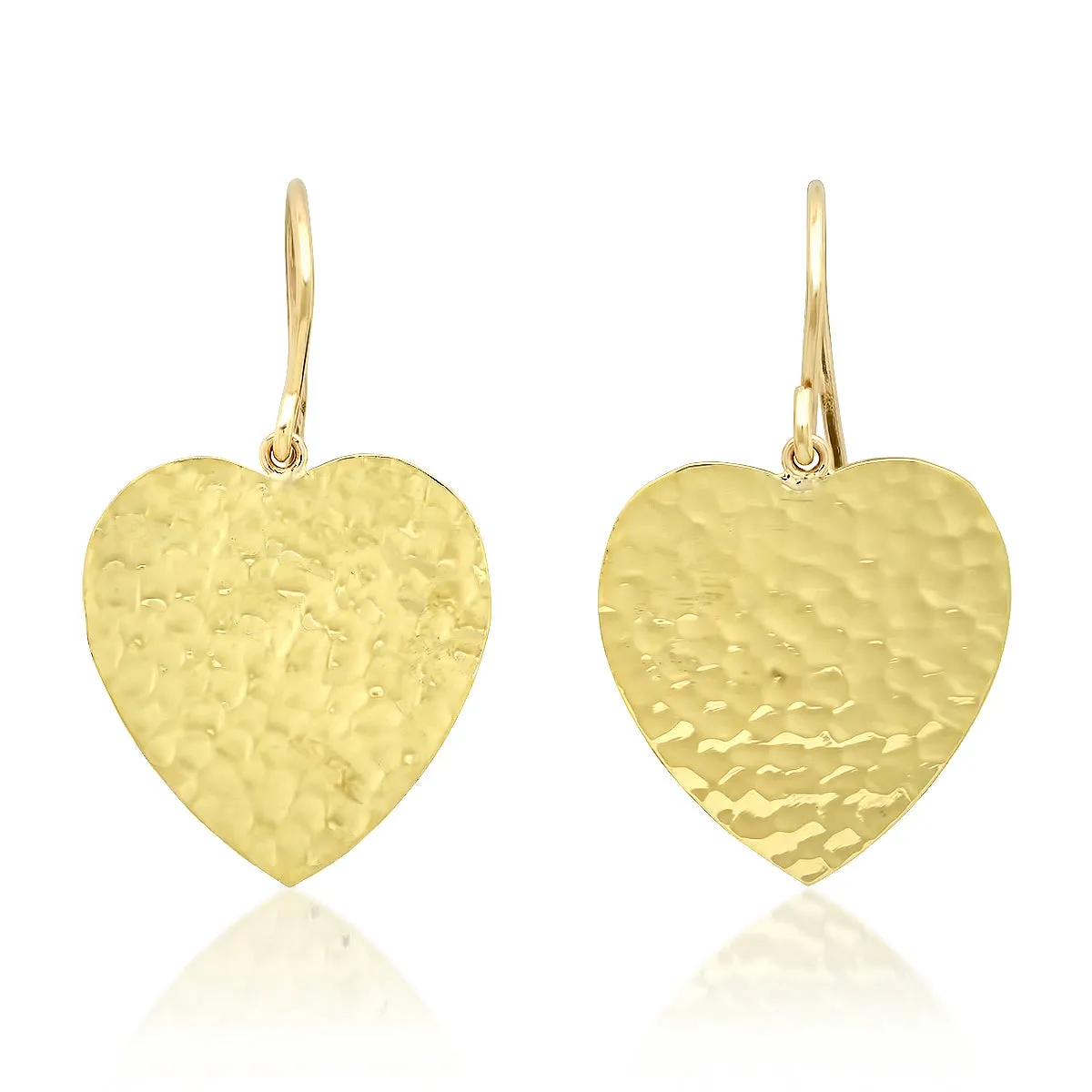 HAMMERED HEART DROP EARRINGS