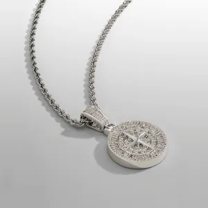 Iced Compass Pendant (Silver)