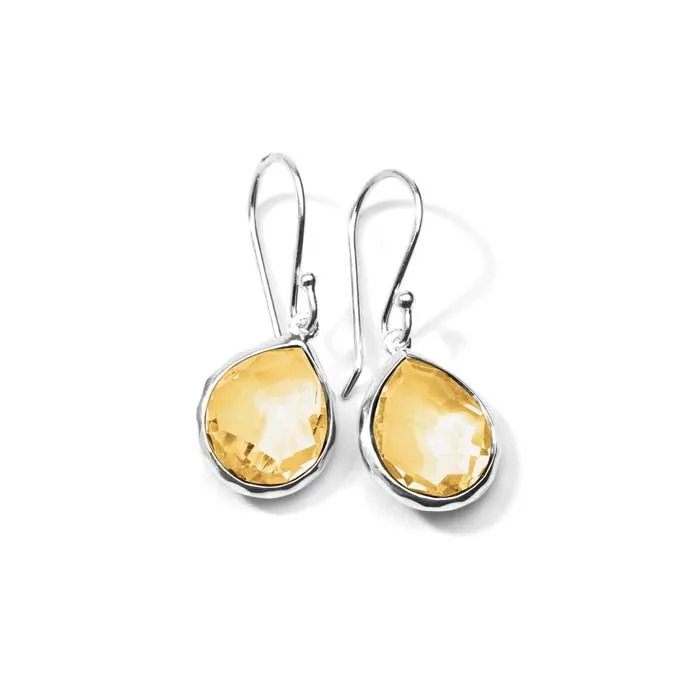 Ippolita Honey Citrine "Rock Candy" Mini Teardrop Earrings in Sterling Silver