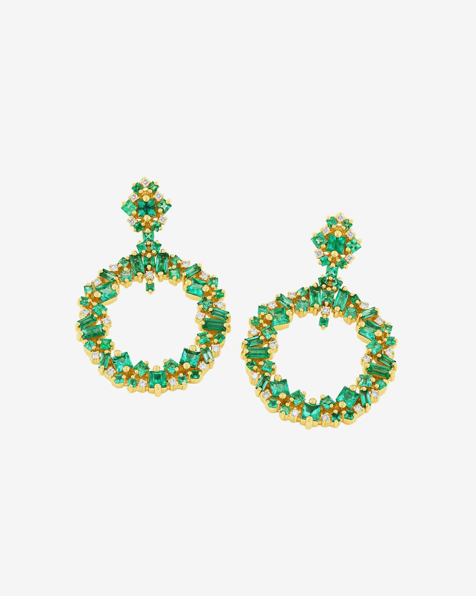 La Fantaisie Eclipse Emerald Drop Earrings