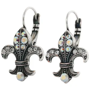 Mariana "On A Clear Day" Silver Plated Fleur De Lis Crystal Earrings, 1108/1 0011AB