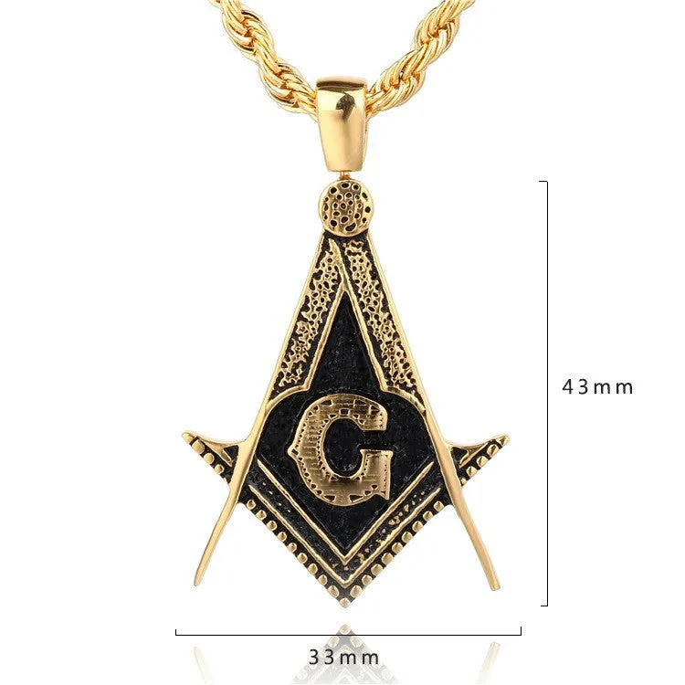 Master Mason Blue Lodge Pendant - Black and Gold Square and Compass G