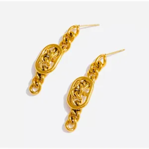 Mili-Buckle Link Drop Gold Earrings