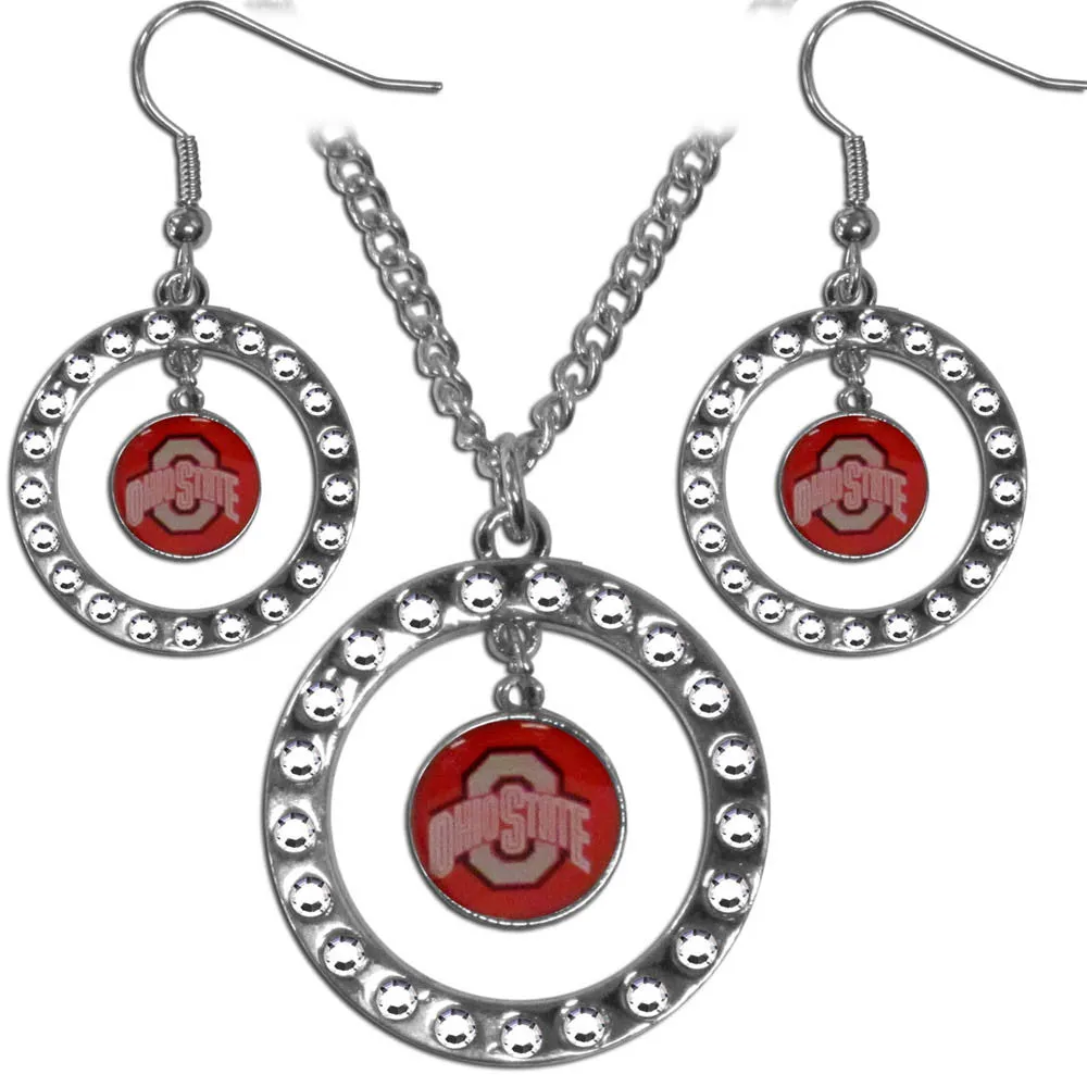 Ohio St. Buckeyes Rhinestone Hoop Jewelry Set