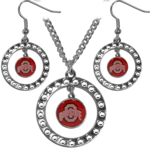 Ohio St. Buckeyes Rhinestone Hoop Jewelry Set