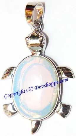 Opalite Tortoise (Turtle) pendant in white metal