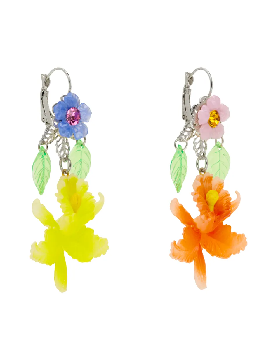 PARADISE ORCHID MISMATCH EARRINGS