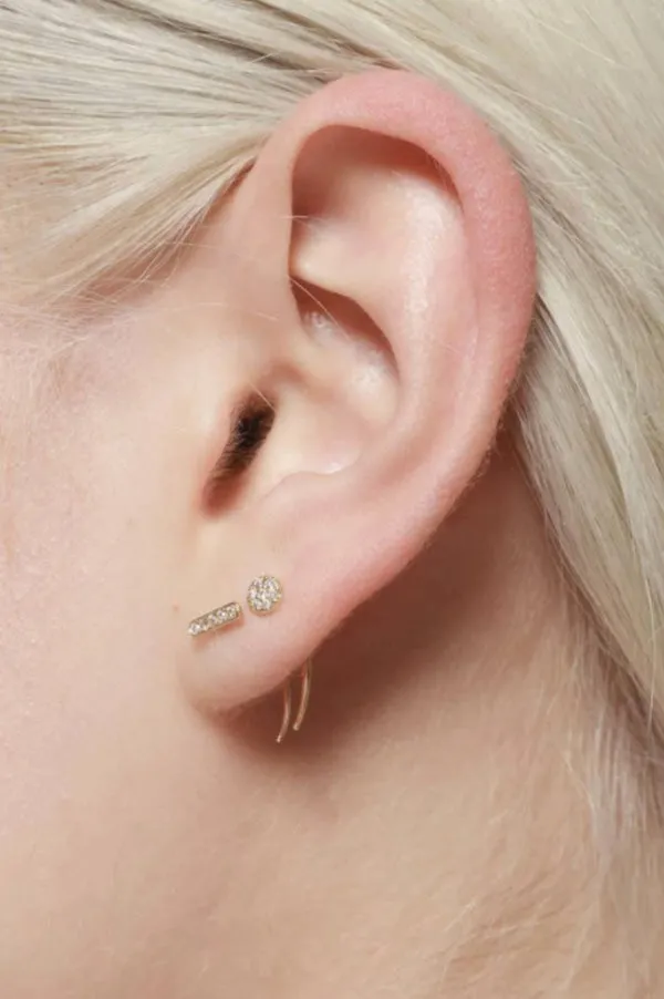 Pave Circle Infinite Tusk Earring