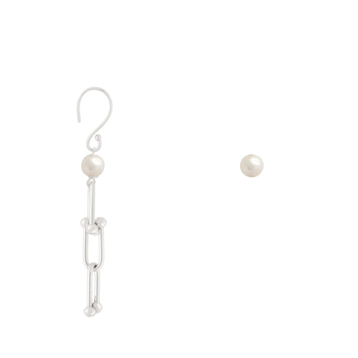 Pearl and T Chain Drop Earrings