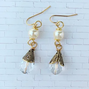 Pearl   Crystal Teardrop Earrings