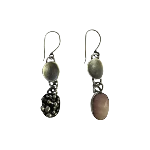 Pink Chalcedony and Dots on Hooks Earrings