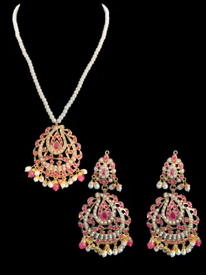 PS471 Jadau  pendant set in ruby    ( READY TO SHIP)