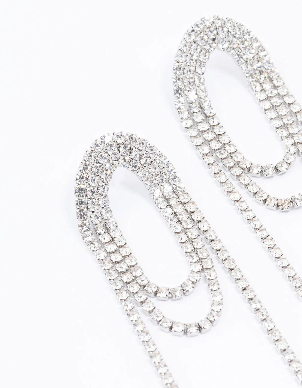 Rhodium Diamante Loop Drop Earrings