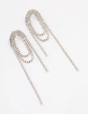 Rhodium Diamante Loop Drop Earrings