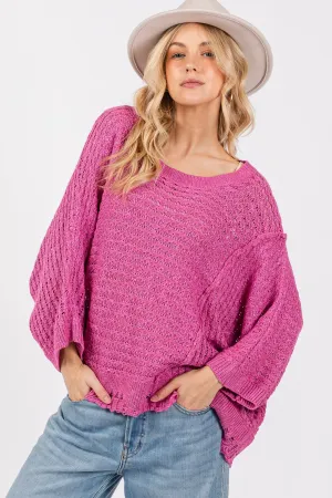 SAGE   FIG Distressed Asymmetrical Open Stitch Sweater