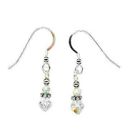 Shimmering Crystal Bali Silver Beaded Earrings