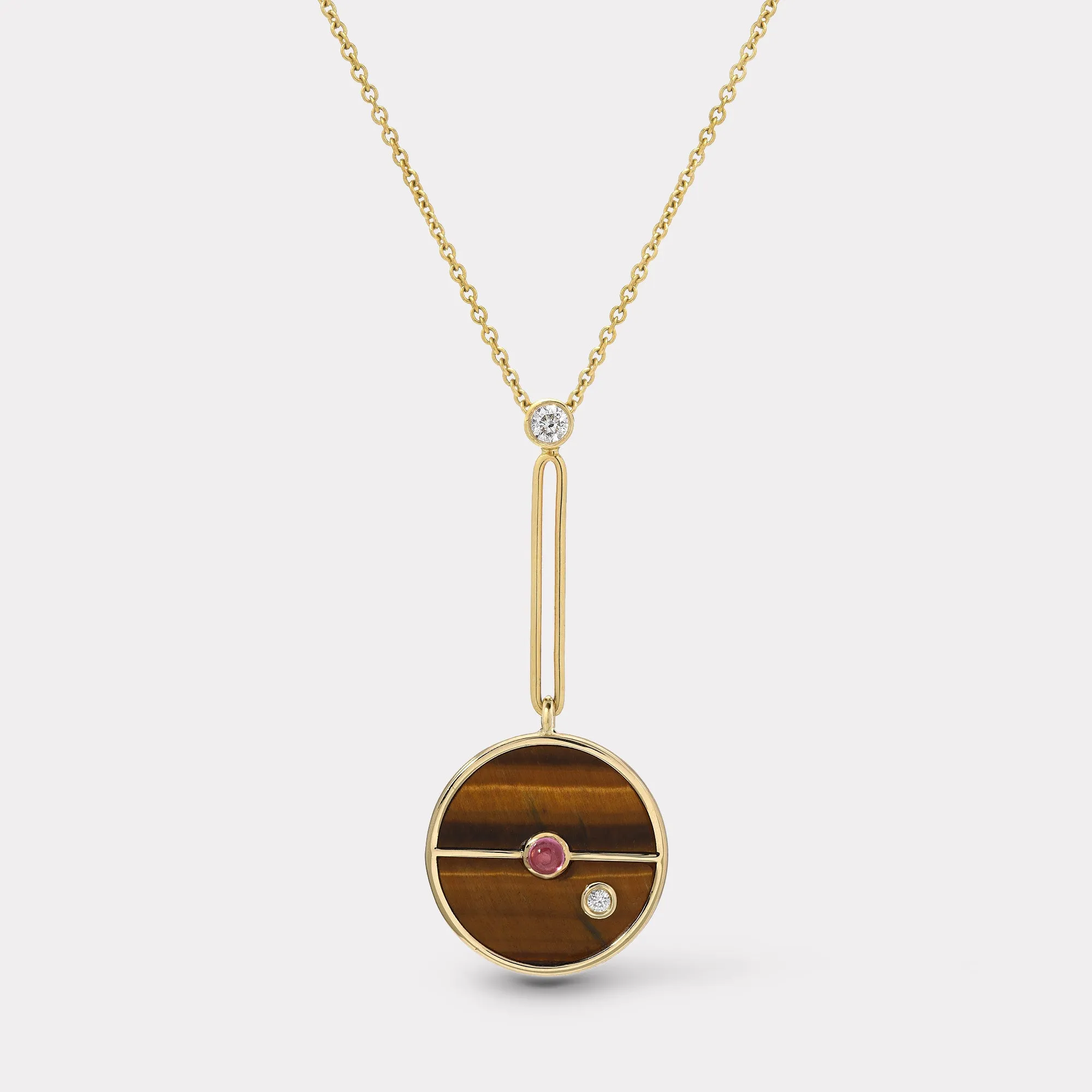 Signature Compass Pendant with Tigers Eye and Pink Spinel