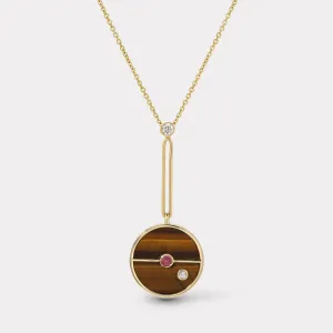 Signature Compass Pendant with Tigers Eye and Pink Spinel