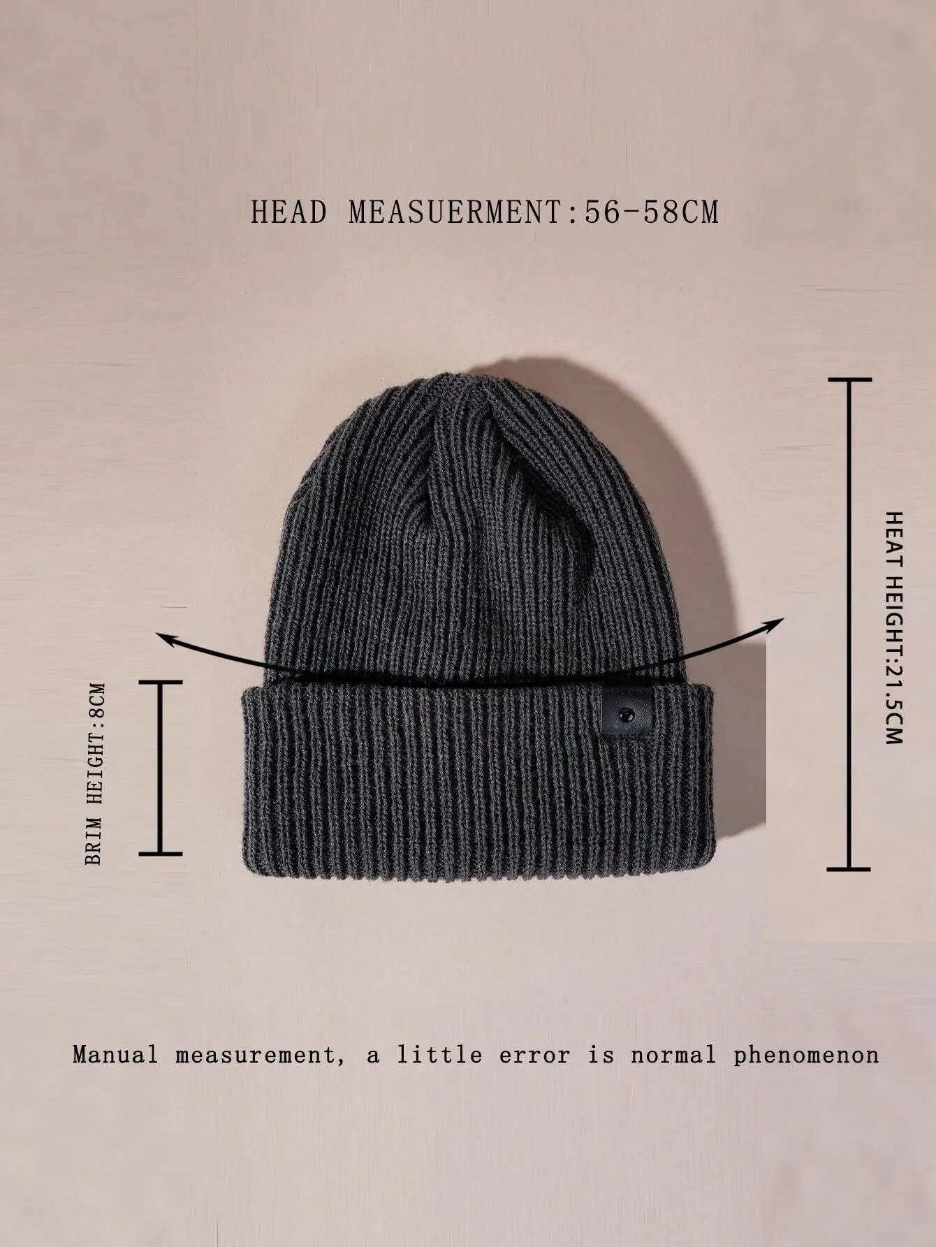 Simple knitted hat with leather buckle