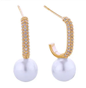 SJE310929 14K Glamorous Link Pearl Post Earrings