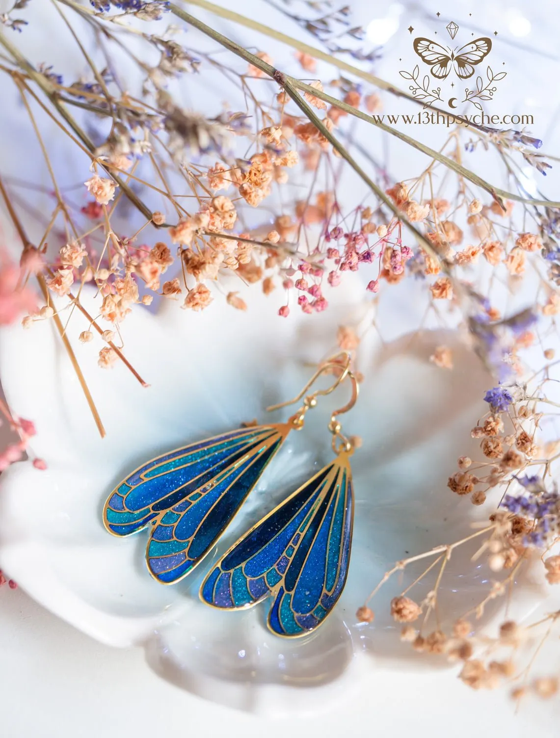 Stained glass inspired Dark dragonfly wing earrings